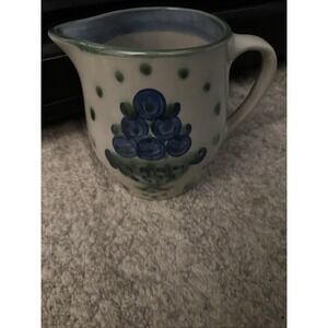 Vintage M.A. Hadley Pottery HP Signed Blueberry Bouquet Pitcher 6.5" Tall EUC
